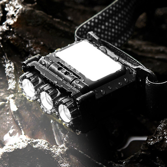 솔리드 LED 헤드랜턴 캡라이트 낚시 해루질 등산 모션센서 충전식 S-HL03, 1개, 블랙