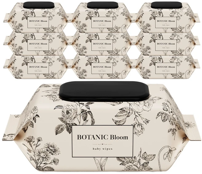 보타닉블룸 엠보싱 도톰한 대용량 물티슈 100매 10팩 신생아 아기 유아 물티슈 캡형, 10개, 55g - 쿠팡