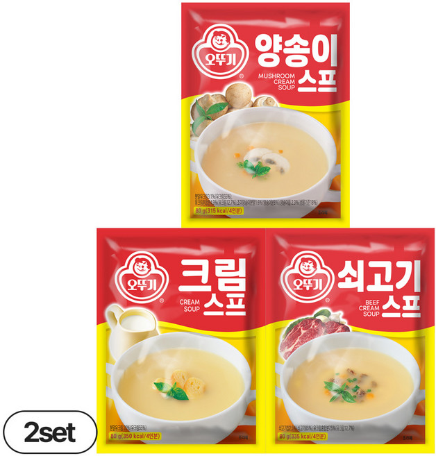 오뚜기 스프 80g 3종 2개씩(크림+양송이+쇠고기), 1세트, 480g