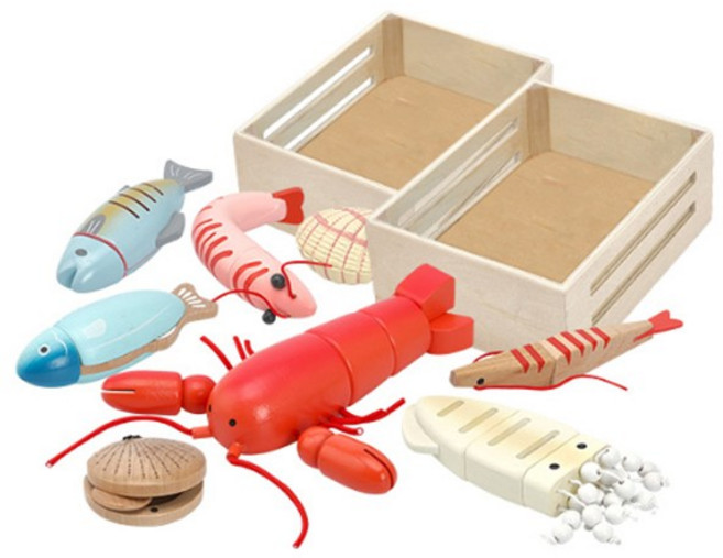 캐스비 플레이 빅토리아 씨푸드 파티 소꿉놀이 8종 + 트레이 2p 세트 KBP2251, 혼합색상, 1개