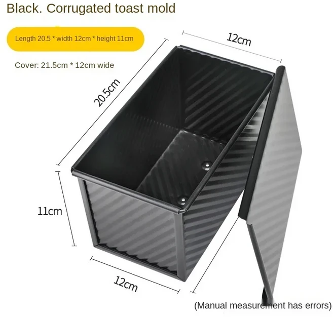 250g/450g/750g/900g/1000g 토스트 몰드 알루미늄 합금 비 스틱 코팅 빵 로프 팬 케이크 뚜껑 Bakeware, 03 Black ripple 450g
