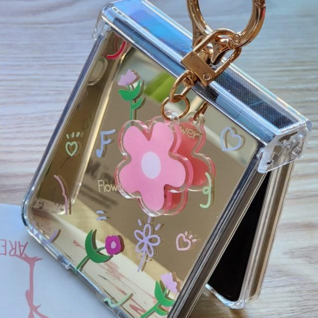 갤럭시Z플립 5 6 7 플라워키링 풀미러 힌지보호 핑거링 케이스