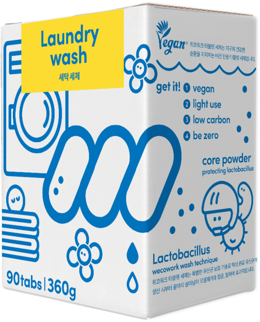 위코워크 비건 타블렛 텀블러 발포 세정제 주방 식기, 1박스, 90개입