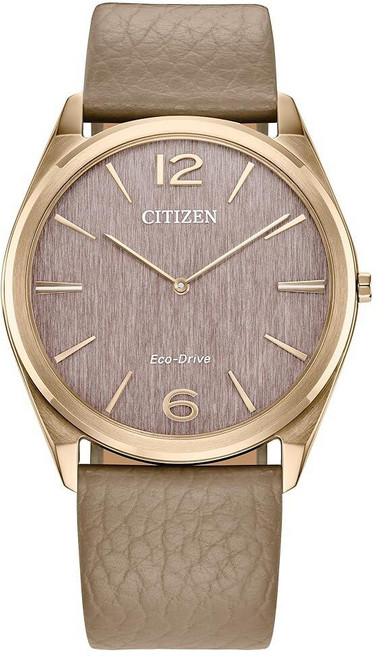 Citizen 유니 Eco-Drive 드레스 클래식 에코 시계 베이지 가죽 스트랩 및 다이얼 캐주얼
