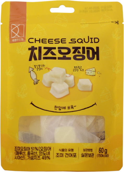 치즈오징어 큐브 쫄깃고소 간식 술안주 오징어치즈스낵 육포대용 마른오징어 스타일, 1개, 60g