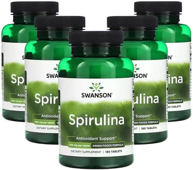 스완슨 유기농 인증 스피루리나 500mg, 5개, 180정 - 쿠팡