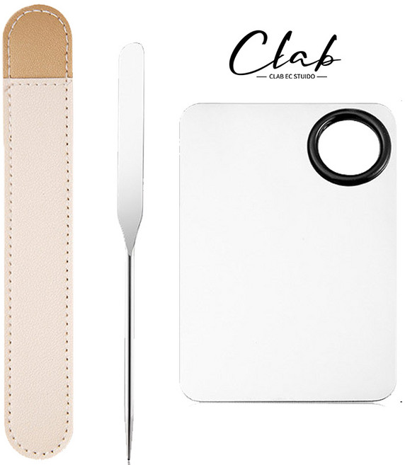 Clab 프리미엄 메이크업 스파츌라 메이크업 미니 믹싱 팔레트, 1개, 은색