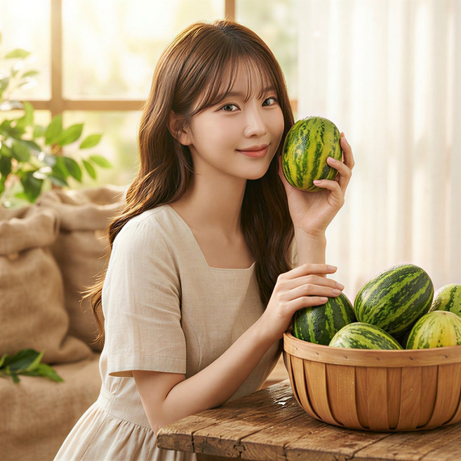 자연달력 경북 국내산 꿀당도 선별 파파야메론 개구리참외, 1개, 5kg 혼합과
