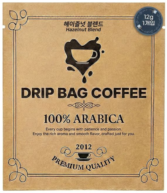 (갓볶은 드립백 원두커피) 헤이즐넛 블렌드, 12g, 10개, 1개입