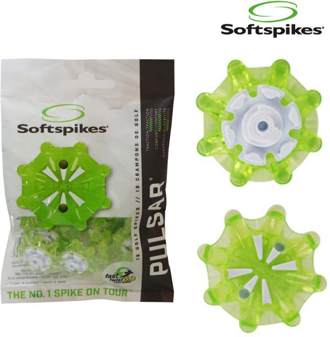 펄사 FT 투어락 골프화 스파이크 스파이크징 골프화징 소프트스파이크, 화이트&그린, 1세트