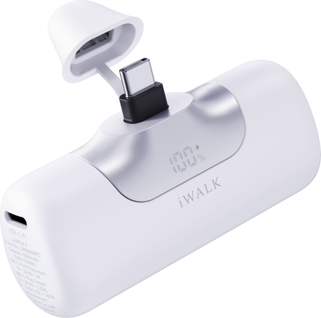 iWALK 6代口袋行動電源 5500mAh 20W快充, 白色, LPB5500PC