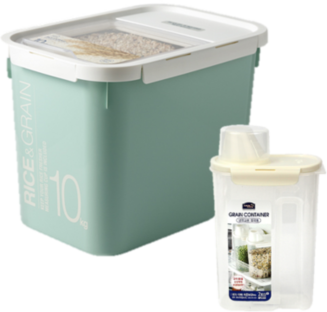 락앤락 바퀴부착 쌀통 10kg + 도어포켓 잡곡통 2kg 세트, 1개