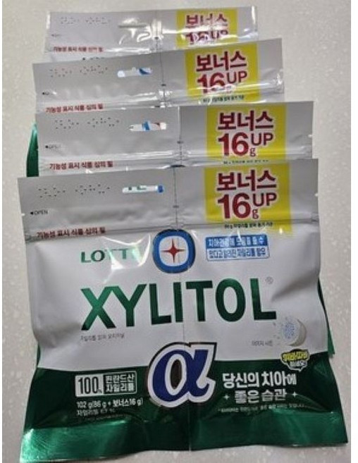 롯데웰푸드 자일리톨 알파 오리지날 리필, 102g, 36개