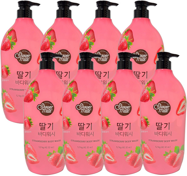 샤워메이트 리얼 내추럴 딸기 바디워시, 8개, 1.2kg
