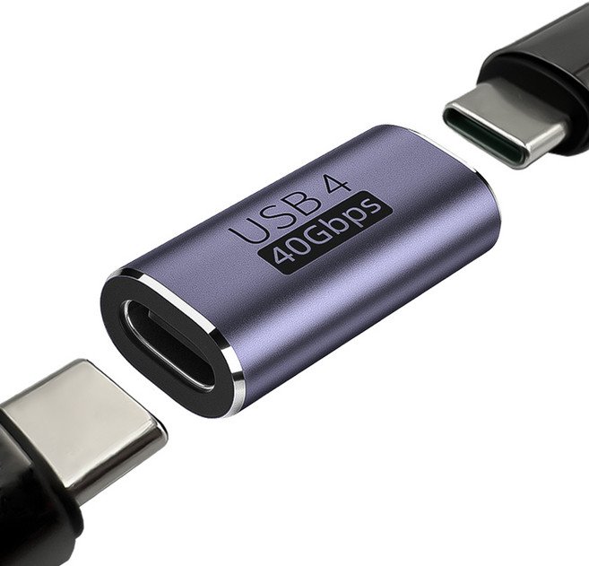 CtoC C타입 USB 4.0 케이블 연결 연장 커플러 8K 고속충전, 1개, 딥 퍼플, 28mm