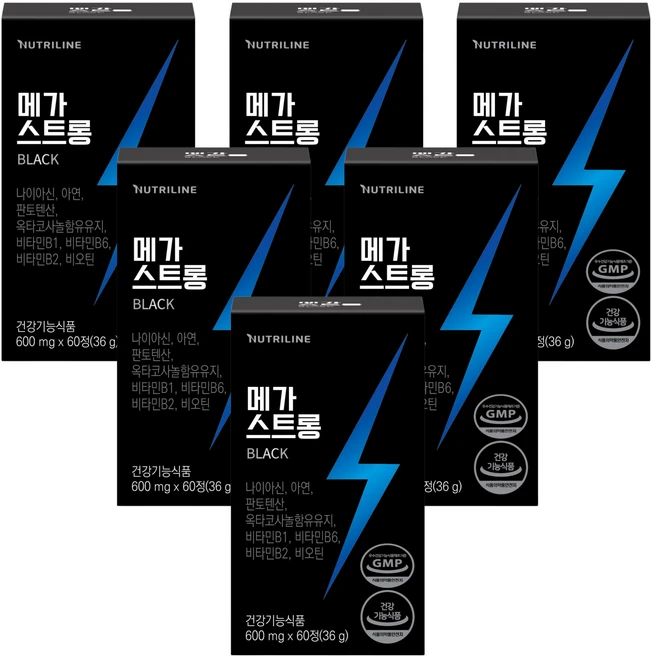 메가스트롱 남성활력 만성피로 옥타코사놀 블랙마카 L아르기닌, 6개, 60정 - 쿠팡
