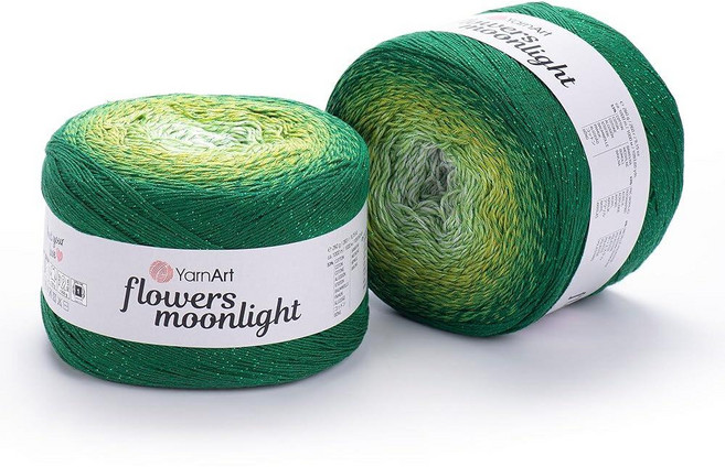 YarnArt Flowers Moonlight – 메탈릭 루렉스가 있는 그라데이션 면 아크릴 실 250g(9.17온스) 1093야드 - 코바늘 뜨개질 뜨개질 숄 및 DI, 3283