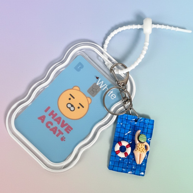 조아리빙 수영키링 수영가방 키링 수영장 카드 키링, 1개, 옐로우