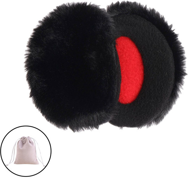 릴렛티 똑딱이 끈없는 귀마개, 인조털-블랙, 1개