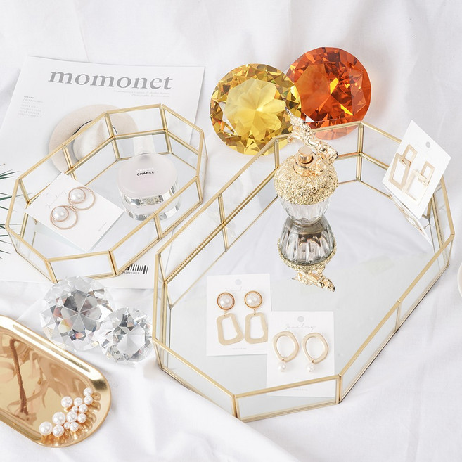 골드 프레임 미러 트레이 인테리어 소품 정리