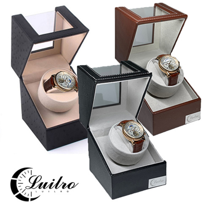 (어뎁터포함)AS가능 루일로 워치와인더 뉴 와치1구 오토매틱 시계보관함 브라운색상