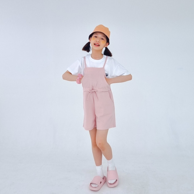 우연 여아용 반바지 점프수트