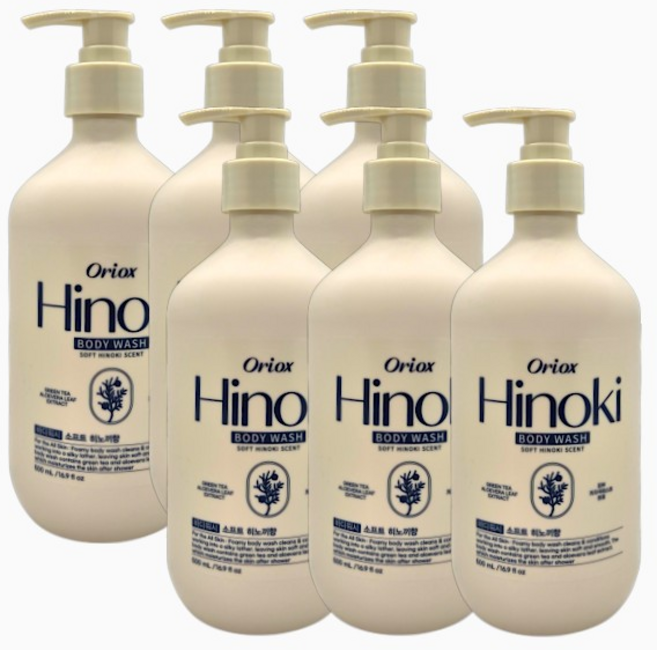 오릭스 퍼퓸 바디워시 소프트 히노끼향, 6개, 500ml