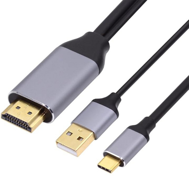 NFHK NFHK 리버시블 HDMI 1.4 USB C 타입 케이블 1.8m