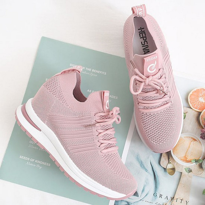 [더힐슈즈] 니트 스판 키높이 여성 여자 슬립온 운동화 스니커즈 7.5cm/3color sjssz-sm668