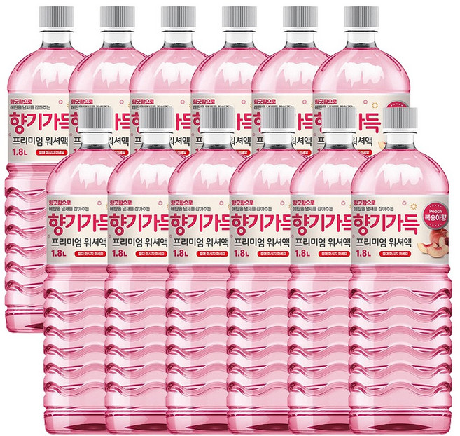 에이원케미칼 향기가득 복숭아향 프리미엄 에탄올 워셔액 사계절 1.8L, 12개