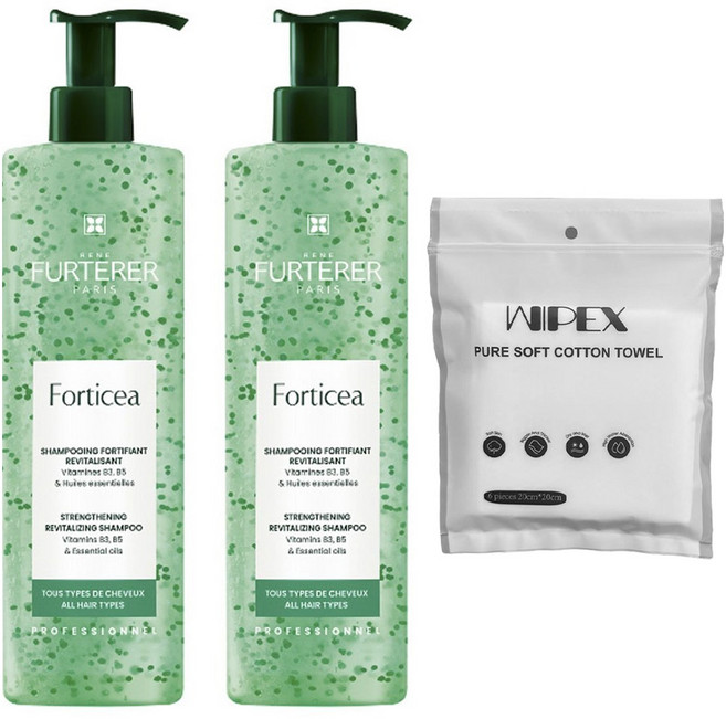 르네휘테르 포티샤 리바이탈라이징 샴푸 500ml 2개 + wipex 퓨어 소프트 코튼 타월 화이트 6개입, 1세트