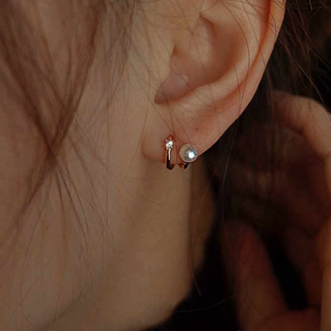 [제이무드] 925실버 여성 귀여운 은침 투라인 진주 귀걸이