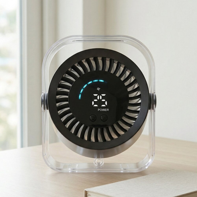 [저소음] 파인큐브 미니 충전식 무소음 100단 탁상용선풍기, 블랙, AIR-CUBE