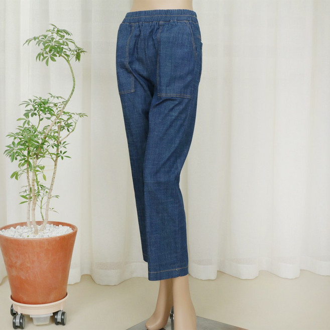 60대엄마바지 할머니바지 여름 면 데님팬츠