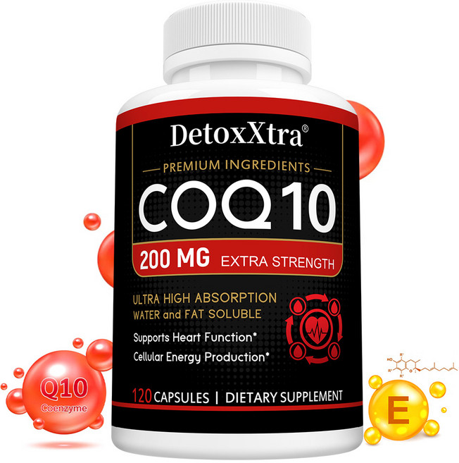 200mg COQ10 소프트캡슐 초고흡수 코엔자임Q10 보충제 - 항산화 보충제 혈관 및 심장 건강과 에너지 생성에 도움, 1개, 60정