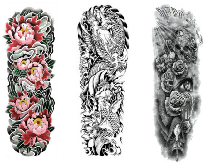 다이나토리 긴팔 문신 이레즈미 타투스티커 3장, A-2, 1세트