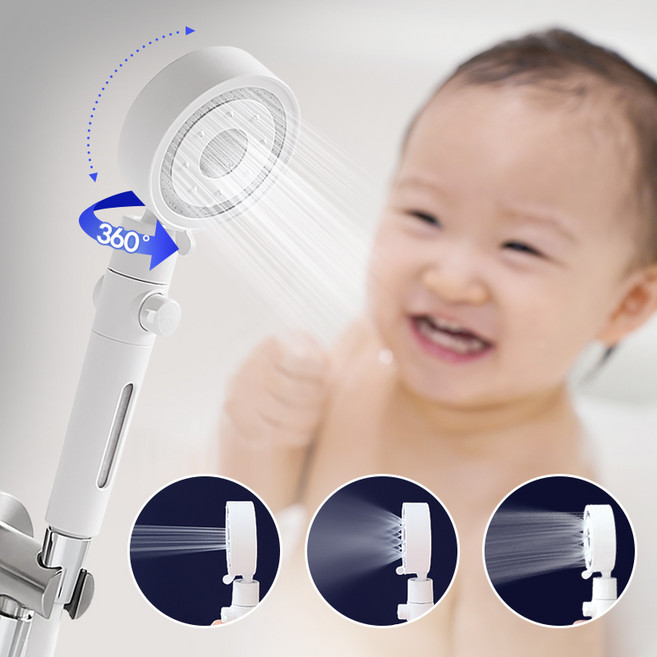 물쎈 6단계 수압조절 온오프 필터 샤워기헤드, 1개, 혼합색상