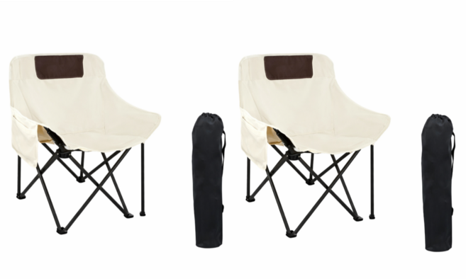 캠핑의자 접이식 감성 아웃도어 휴대용 경량 피크닉 낚시용 튼튼한 의자, 아이보리+아이보리+수납가방2, 1세트