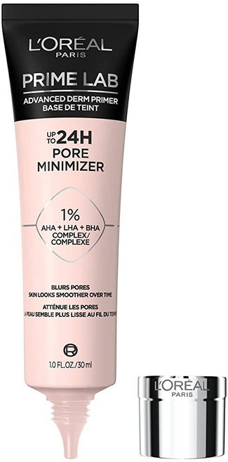 로레알 파리 프라임 랩 최대 24시간 모공 미니마이저 페이스 프라이머 AHA LHA BHA 컴플렉스 함유 메이크업을 매끄럽게 하고 연장할 수 있음 29.5ml(1.01, 1개, Pore Minimizer