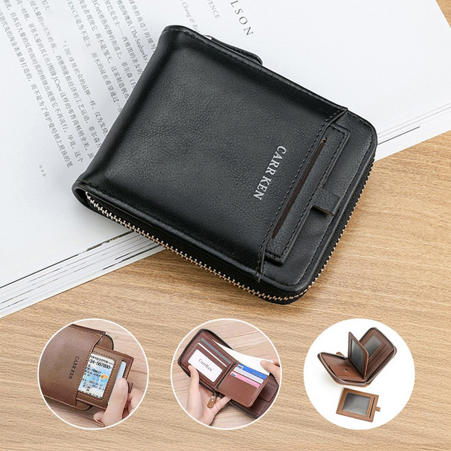 선물포장 남성 지퍼 반지갑 동전 대용량 지갑 가죽 카드 수납형