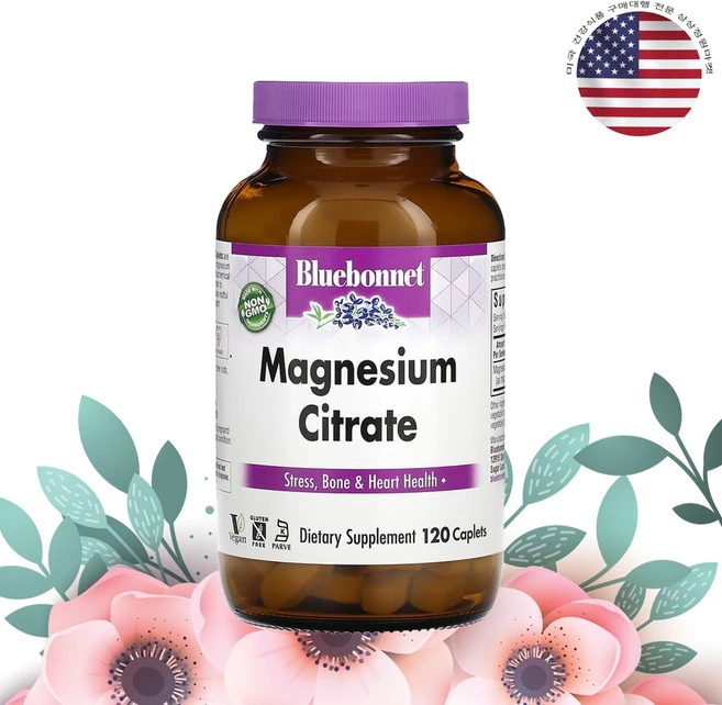 블루보넷 구연산 마그네슘 시트레이트 비건 글루텐프리 120정, 120 정, 1개 - 쿠팡