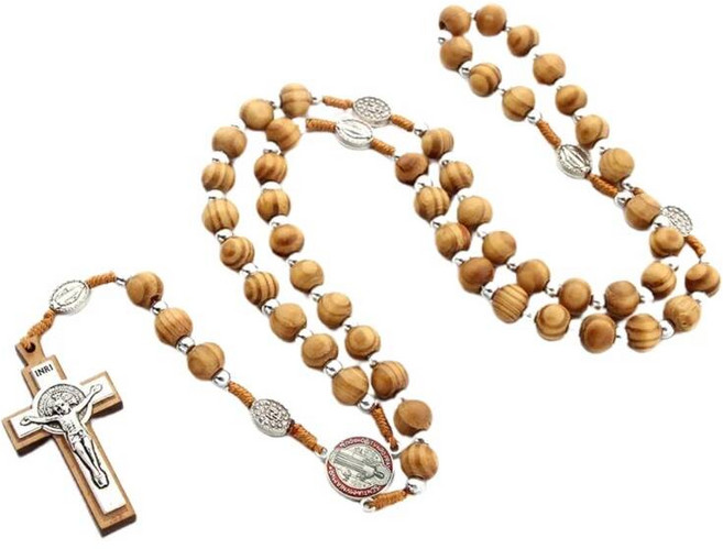 주삶 반주용 찬송가 필사 리폼 노트 성경 책 영어 한영 수제 나무 묵주 목걸이 10mm 라운드 비즈 그리스도 예수 크로스 펜던트 체인 남자를위한 종교 보석 85AD 239738