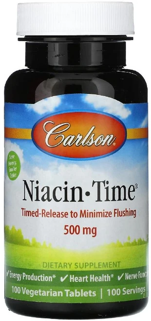 칼슨 니아신 니코틴산 타임 Niacin Time 500mg 식물성 정제 100정, 100 개, 1개 - 쿠팡