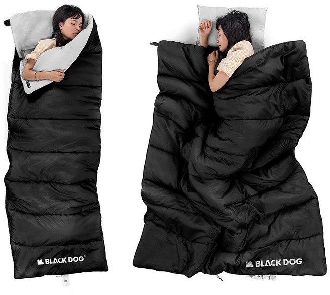Blackdog 블랙독 캠핑 슬리핑백 야외 캠핑 슬리핑 침낭 캠핑 봉투 침낭 1인용 캠핑용 침낭 CBD2450WS048, 1개, 블랙 1.8KG