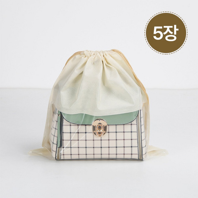 선진물산 가방 더스트백 명품가방 부직포 주머니, 5개, 베이지