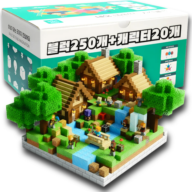 네오 크래프트 랜덤 자석블럭 캐릭터 세트 장난감, (오늘출발) 자석블럭 250개 + 캐릭터 20개, 1개