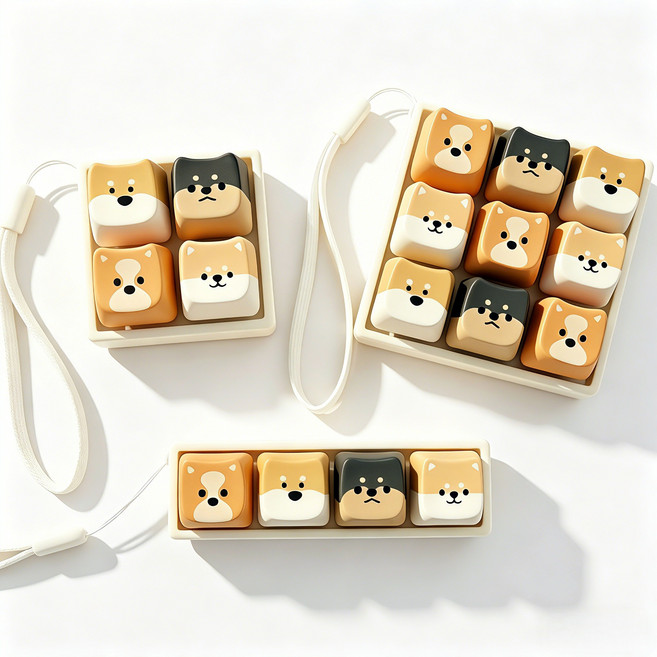 스트레스 키캡 키링 딸깍이 클릭커 키보드 열쇠고리 가방고리 9구 4구 선물용, 1개, CI4