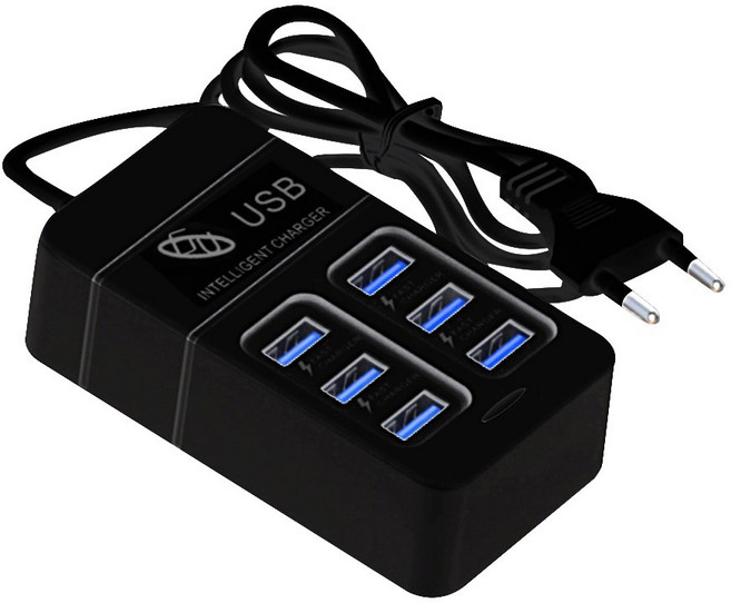 6-in-1 서지 보호기 6 콘센트 확장기(USB 3개 및 C형 포트 3개 포함) 전원 스트립 멀티 플러그 콘센트 가정용 벽면 어댑터 간격, 1개, EU