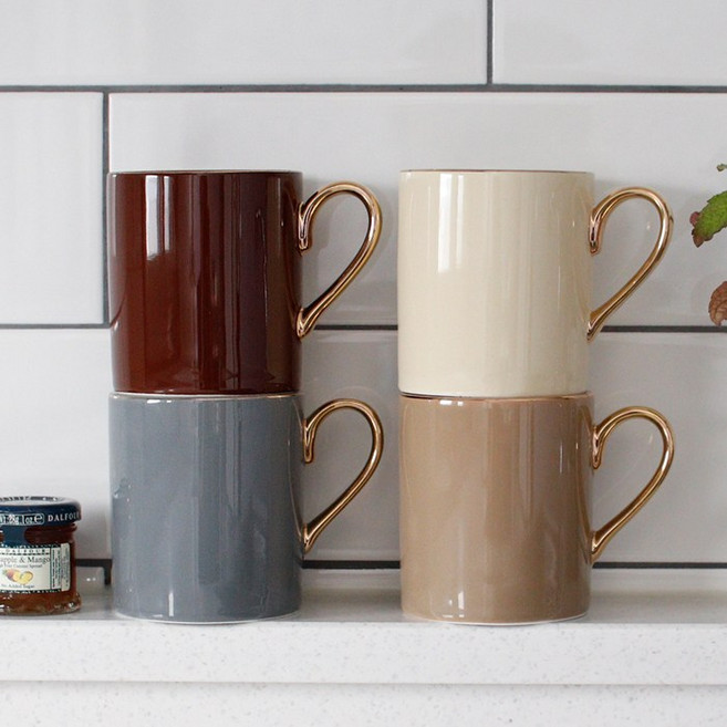 에크렌(Ecrins) 24K골드 머그잔 - 4color, 카키브라운, 1개