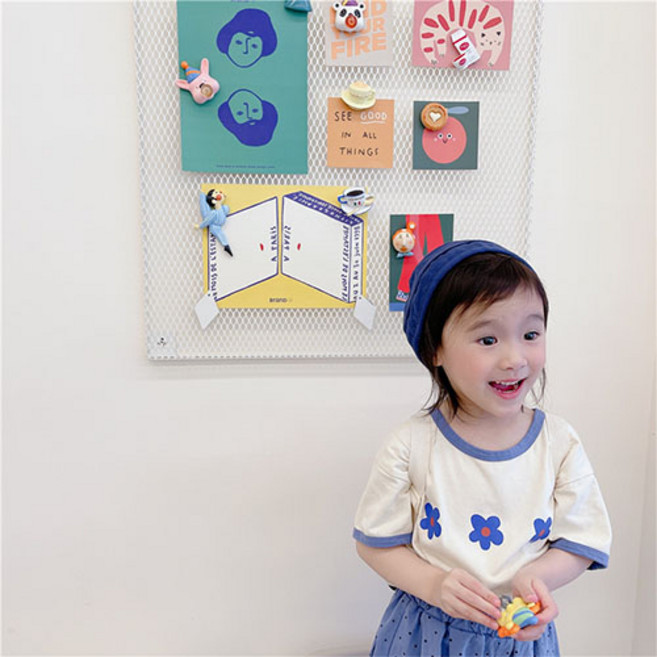 하랑이네 또또샵 유아동 3꽃 반팔 티셔츠 여아 남아 공용 어린이 키즈 등원복 등원룩 나들이 상의 반팔티 라운드 봄/여름용 기본티